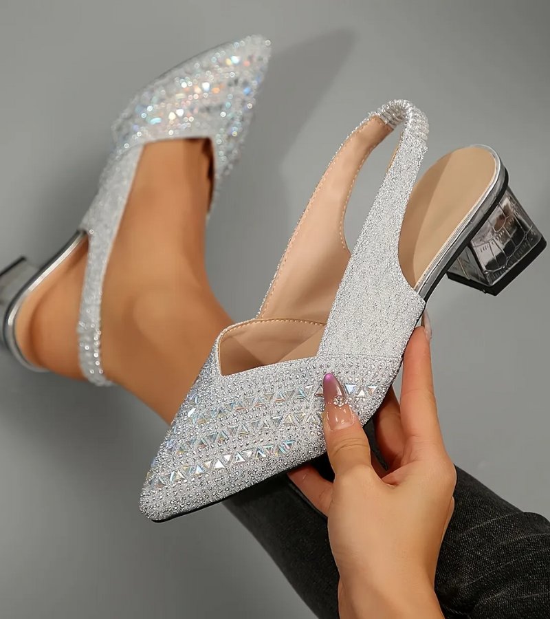 Bruna™ | Elegant Slingback Heels with Rhinestones and Comfortable Heel