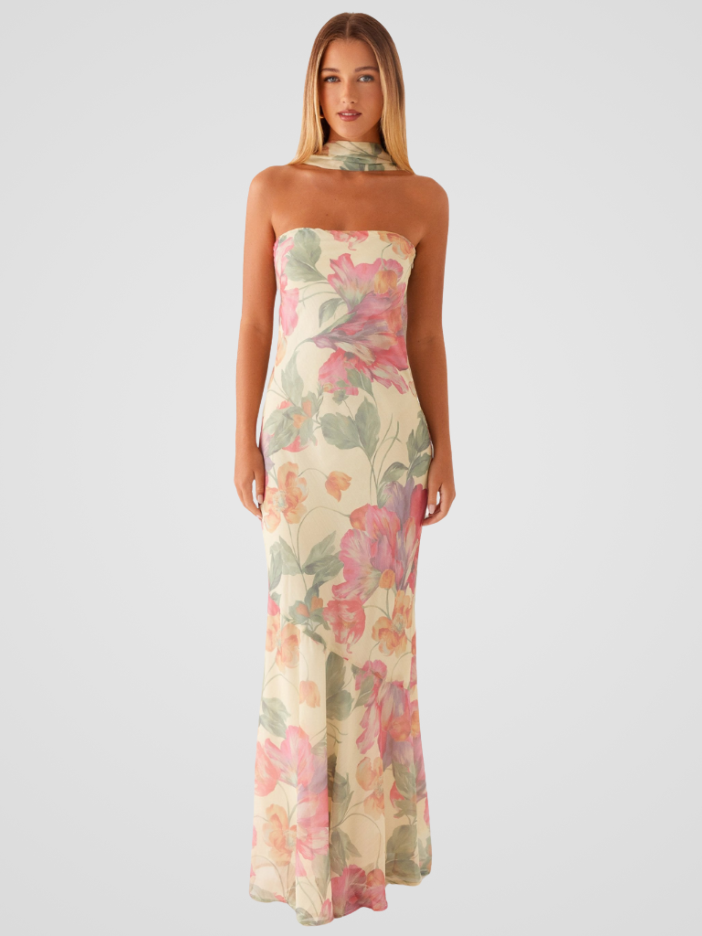 Helen™ | Floral Chiffon Bandeau Dress