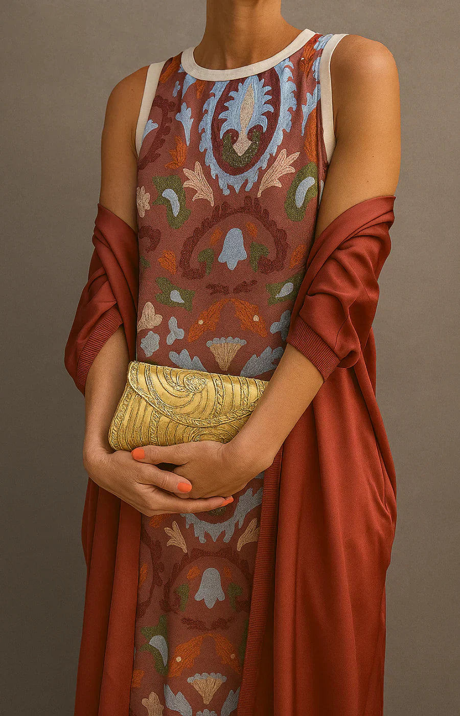 Raffaella™ | Elegant Long Dress with Matching Shawl for Special Events