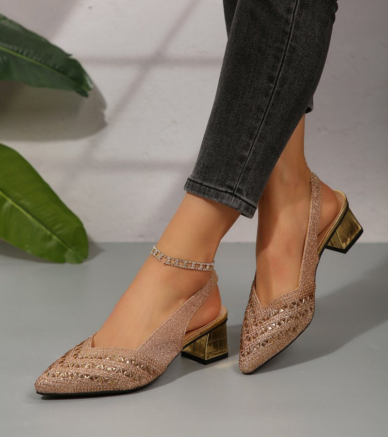 Bruna™ | Elegant Slingback Heels with Rhinestones and Comfortable Heel