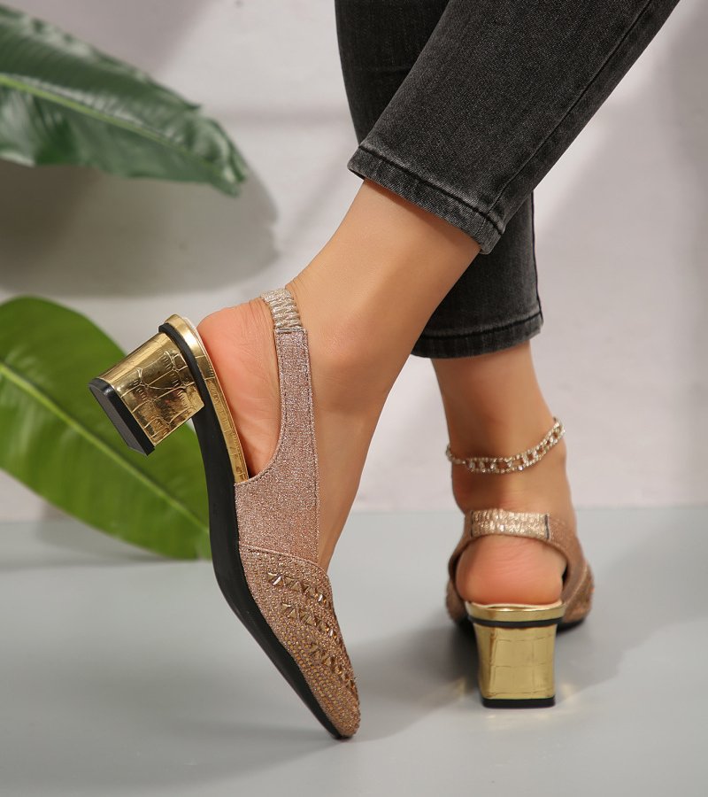 Bruna™ | Elegant Slingback Heels with Rhinestones and Comfortable Heel