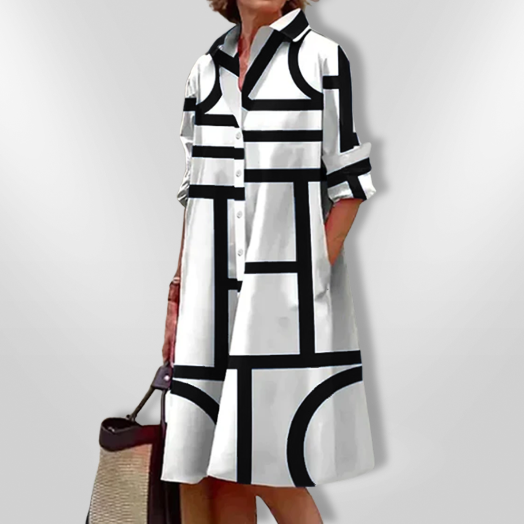 Helena™ | Midi Dress with Geometric Pattern