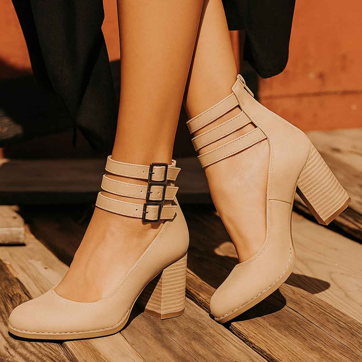 Mary™ | Pumps with Straps and Block Heel