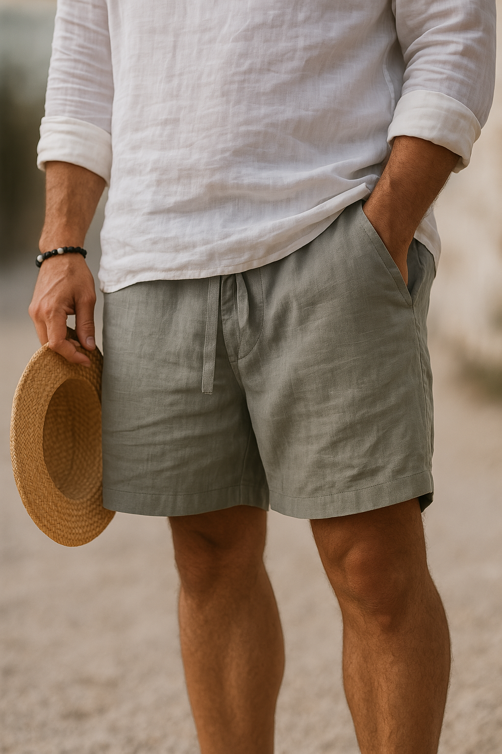 Ronald™ | Elegant Linen Shorts with Elastic Waist