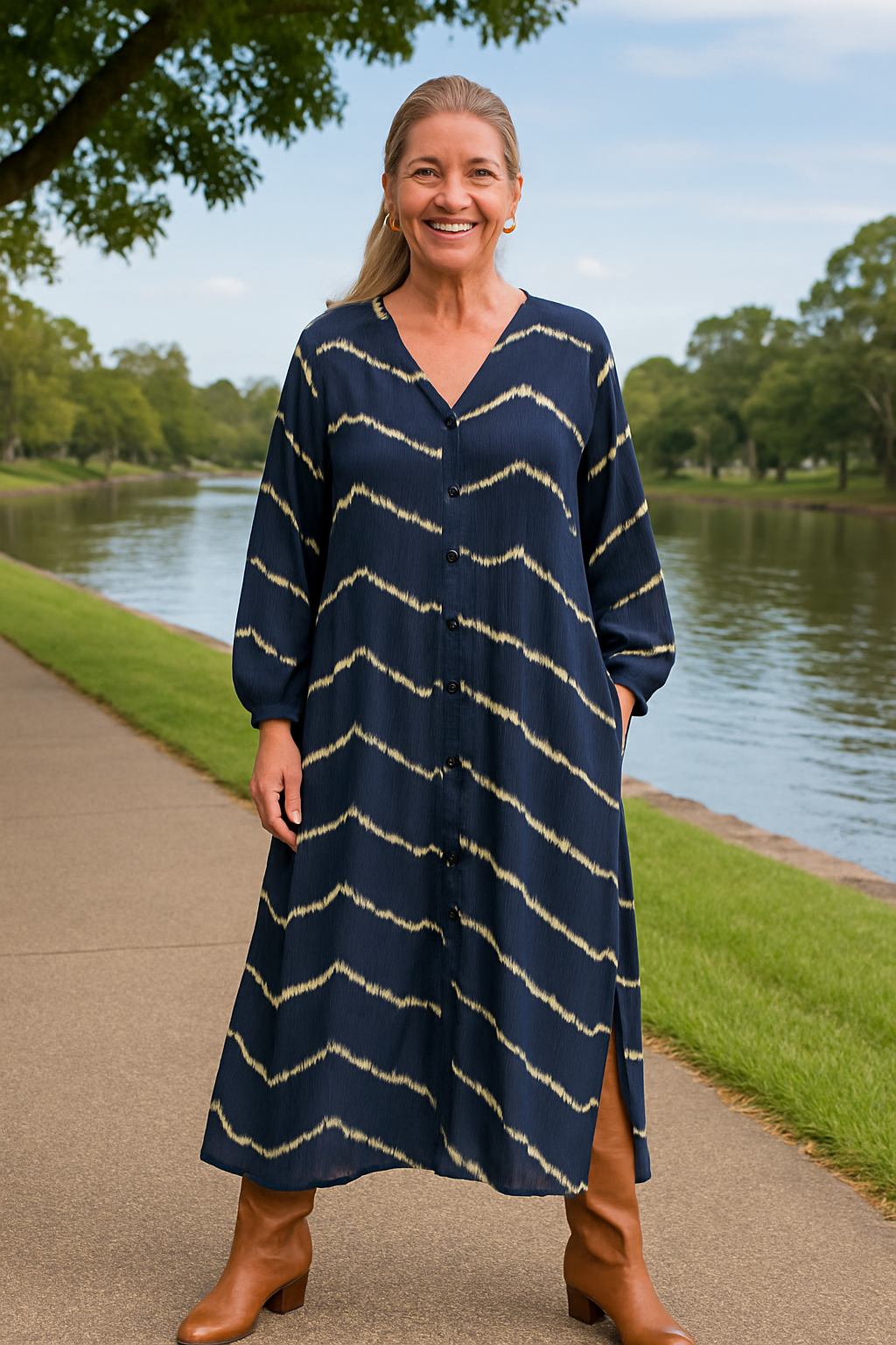 Selora™ | Boho Stripe Comfort Dress - Tummy Friendly