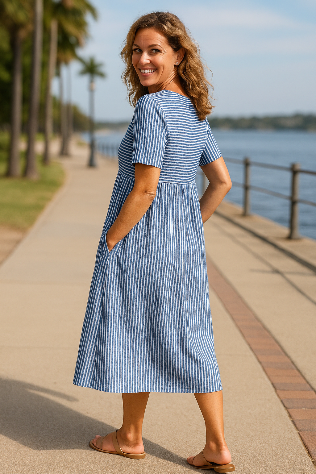 Louise™ | Striped Midi Dress – Effortless Comfort, Everyday Confidence