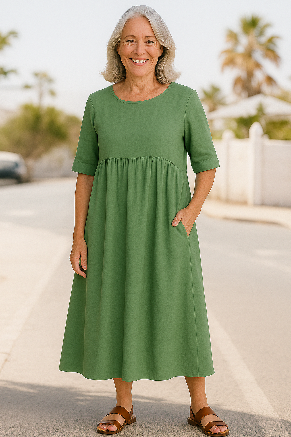 Anora™ | Flattering Cotton Pocket Dress