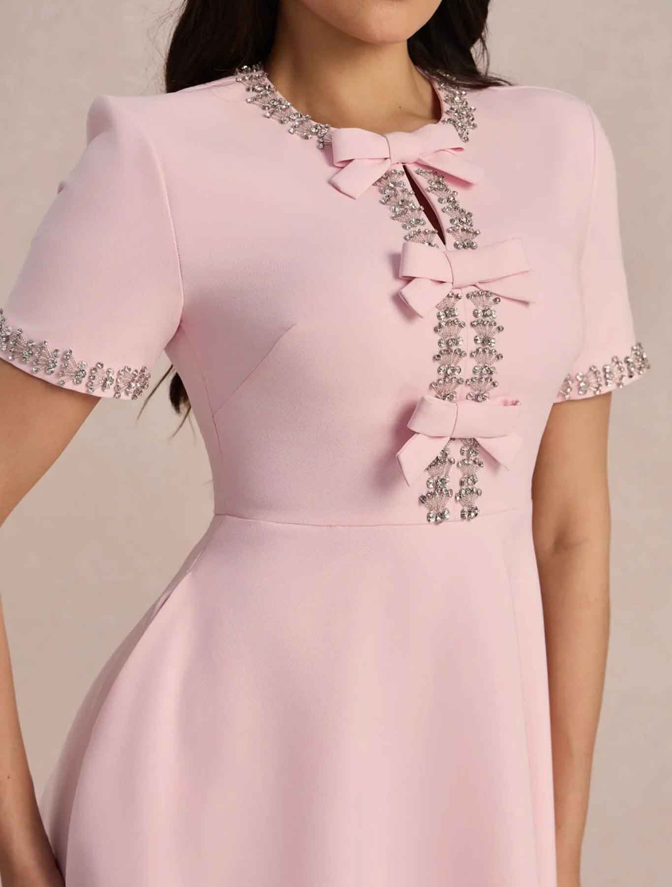 Beverly™ | Women's Flared Dress with Bows and Beads
