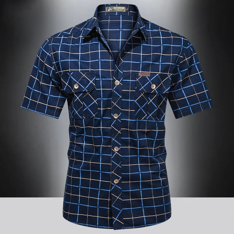 Benjamin™ | Elegant Checked Shirt with Short Sleeves