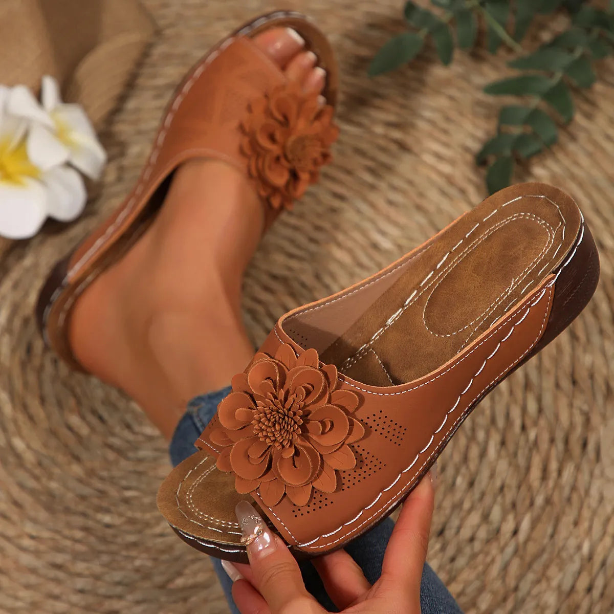 Florelle™ | Comfort Mules with 3D Flower and Ultra-Light Sole