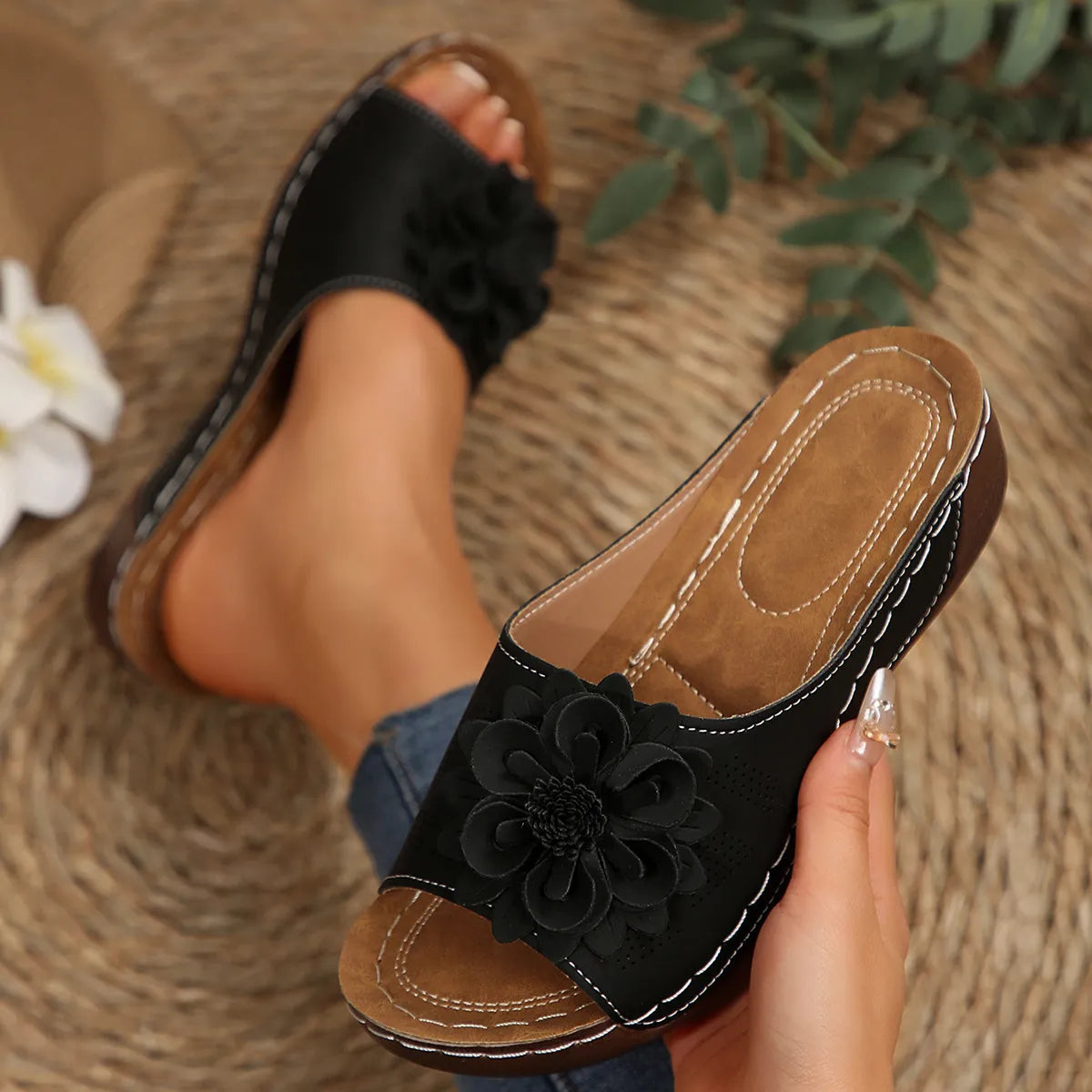 Florelle™ | Comfort Mules with 3D Flower and Ultra-Light Sole