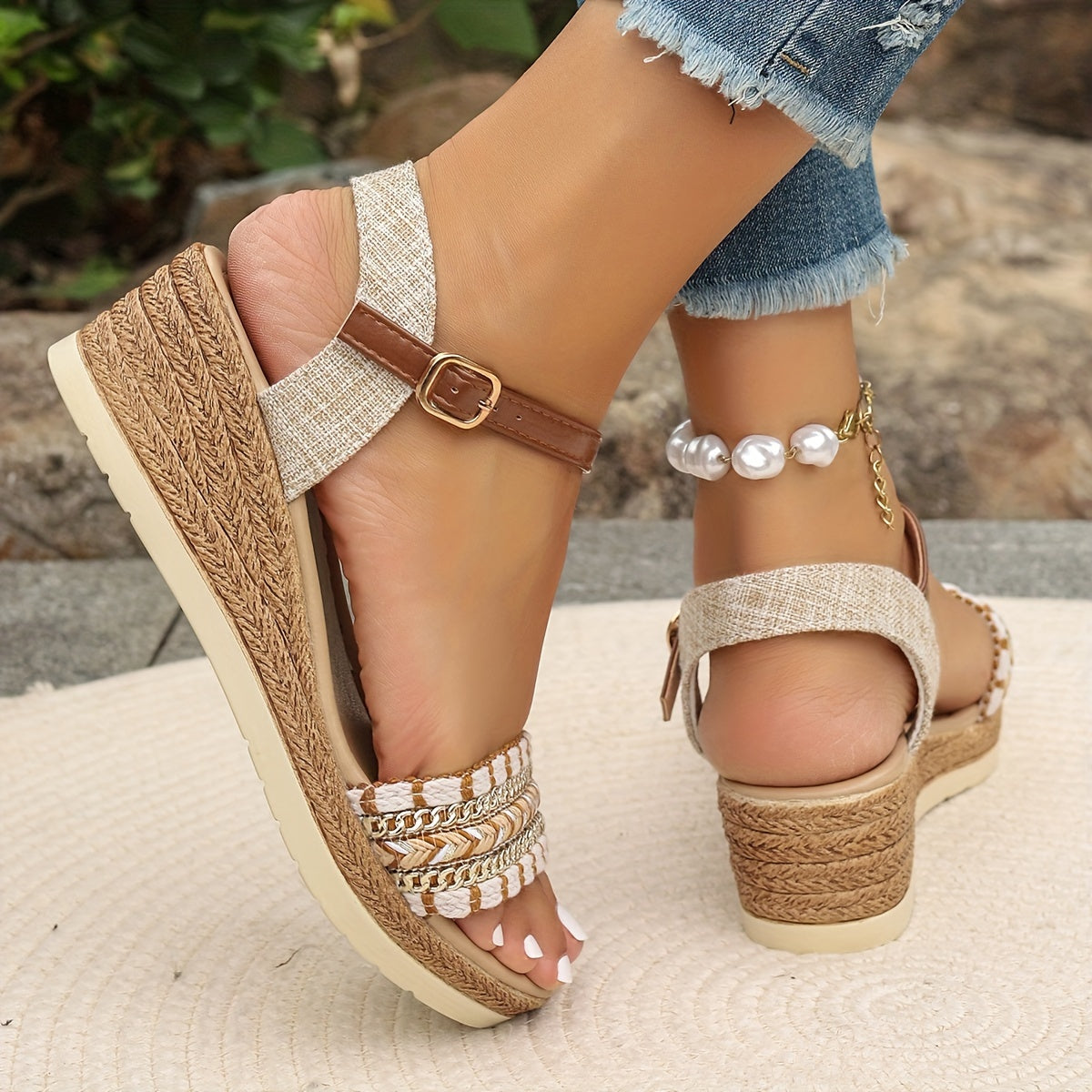 Amara™ | Boho Braided Wedge Sandals