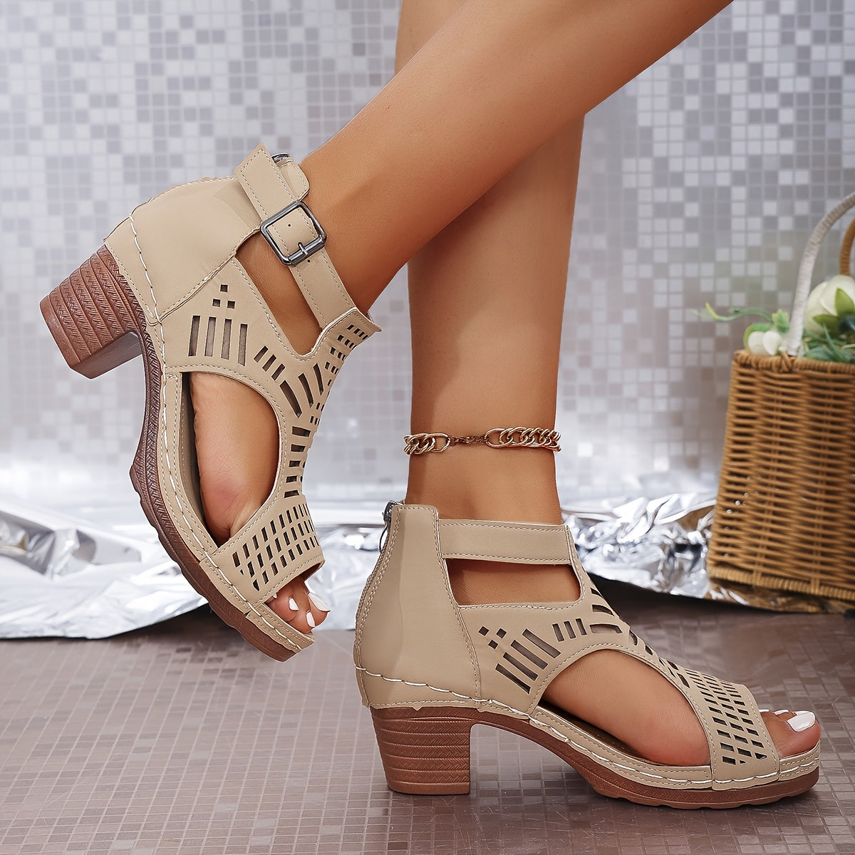 Nova™ | Cutout Block Heel Sandals