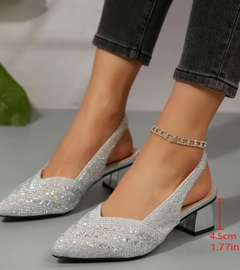 Bruna™ | Elegant Slingback Heels with Rhinestones and Comfortable Heel