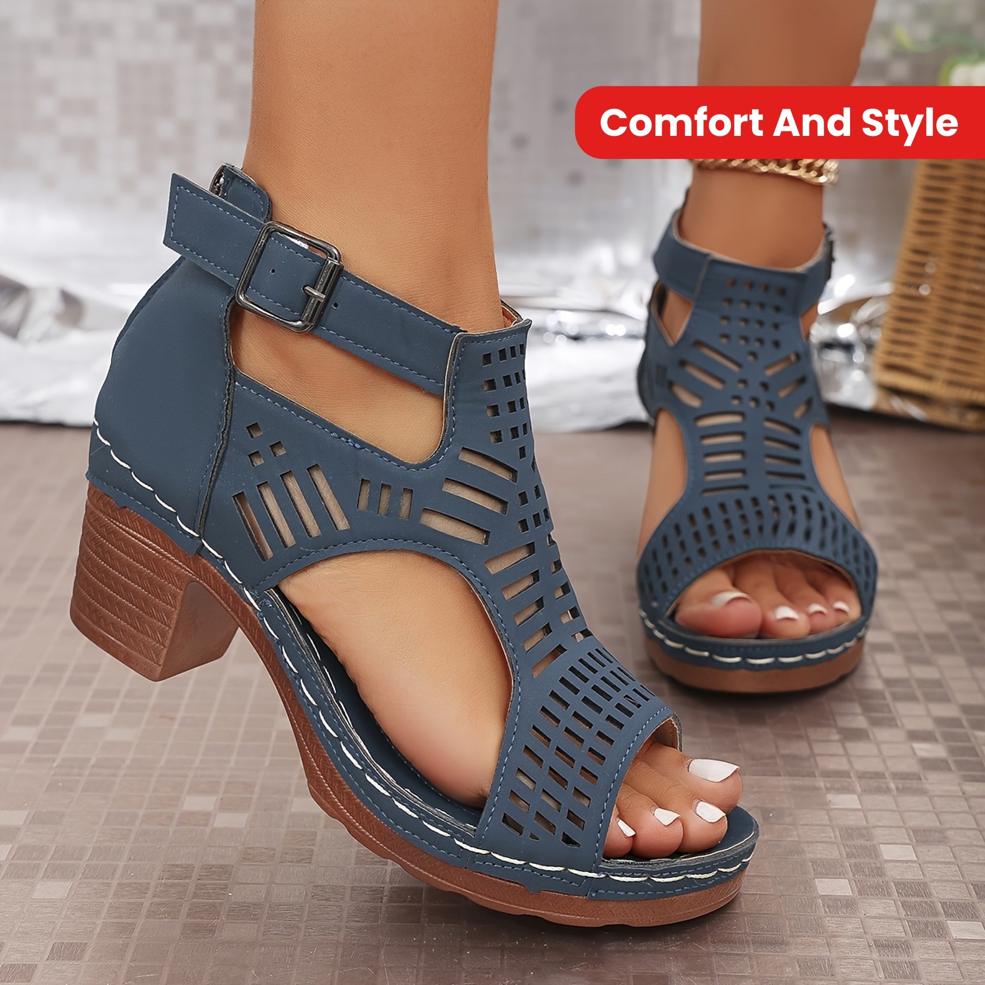 Nova™ | Cutout Block Heel Sandals