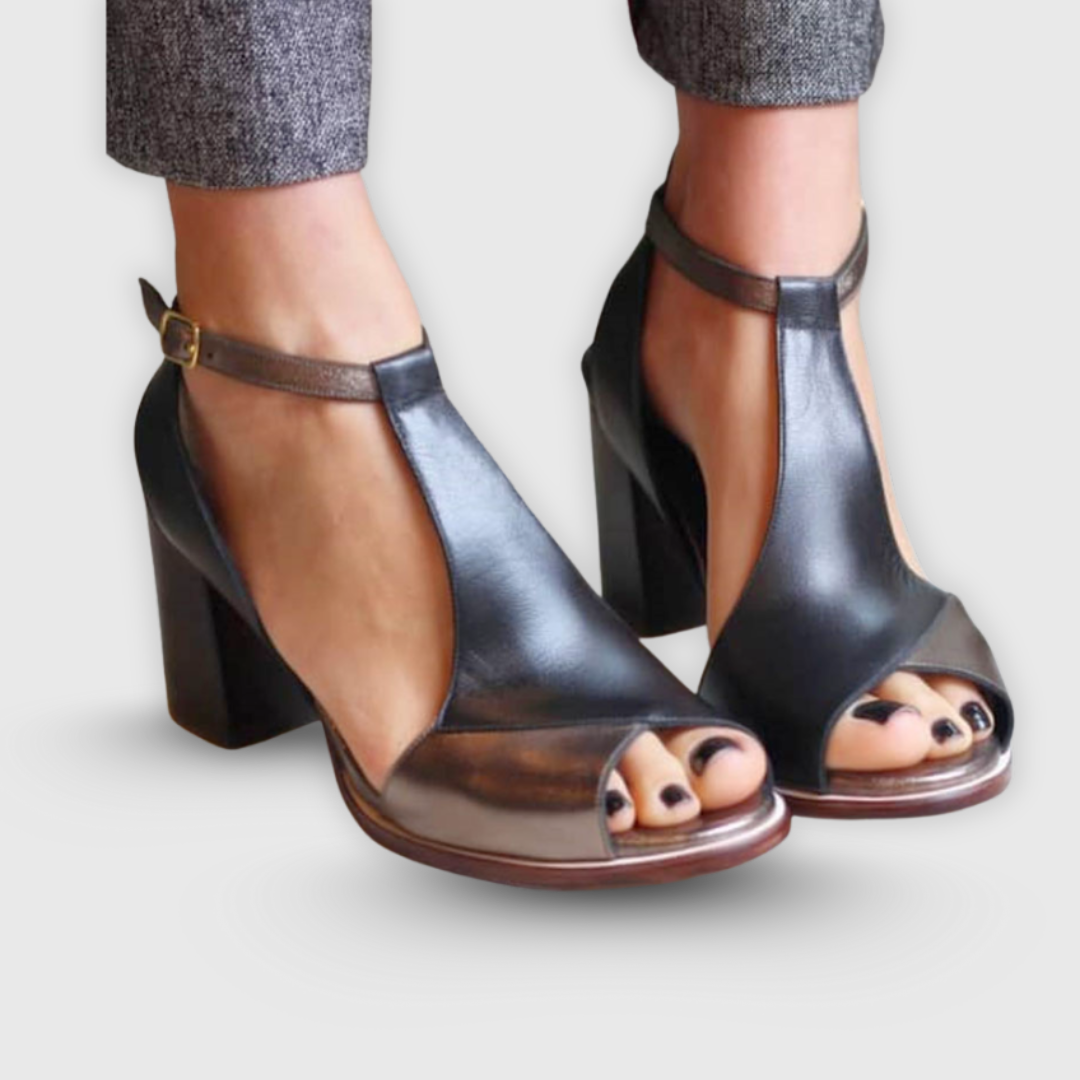 Rose™ | Block Heel Sandal with Patchwork