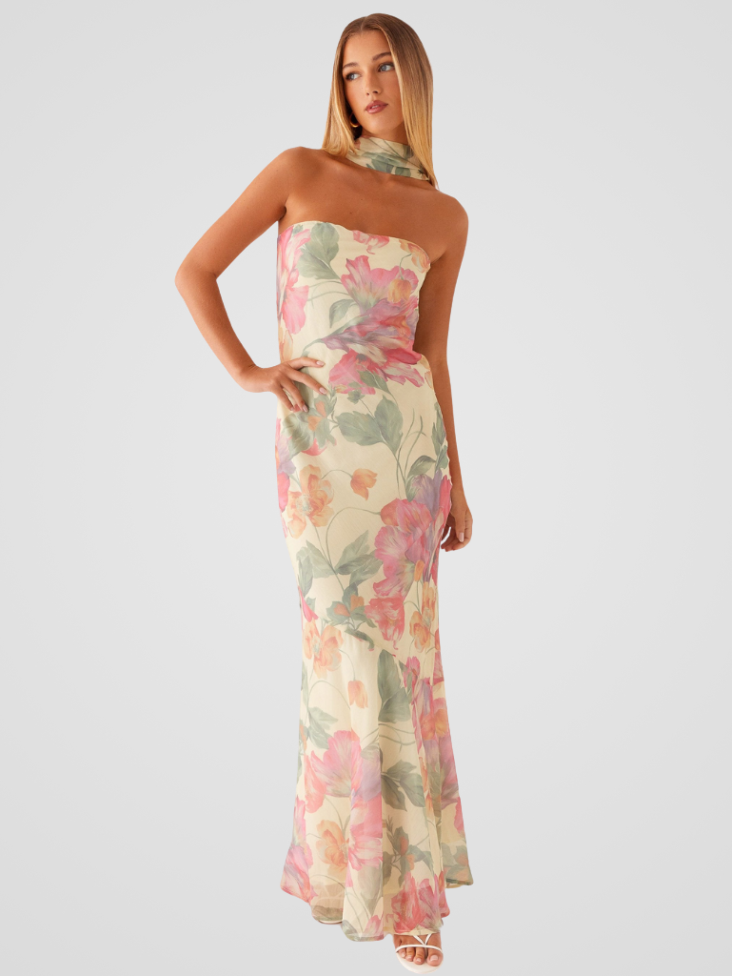 Helen™ | Floral Chiffon Bandeau Dress