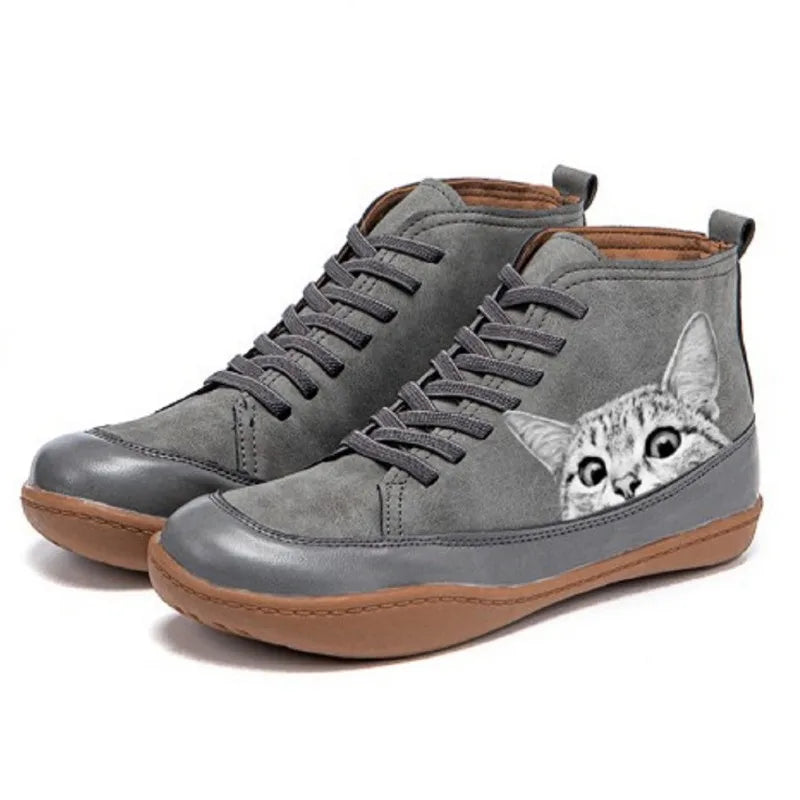 Savrani™ | Leather Ankle Boots for Cat Lovers