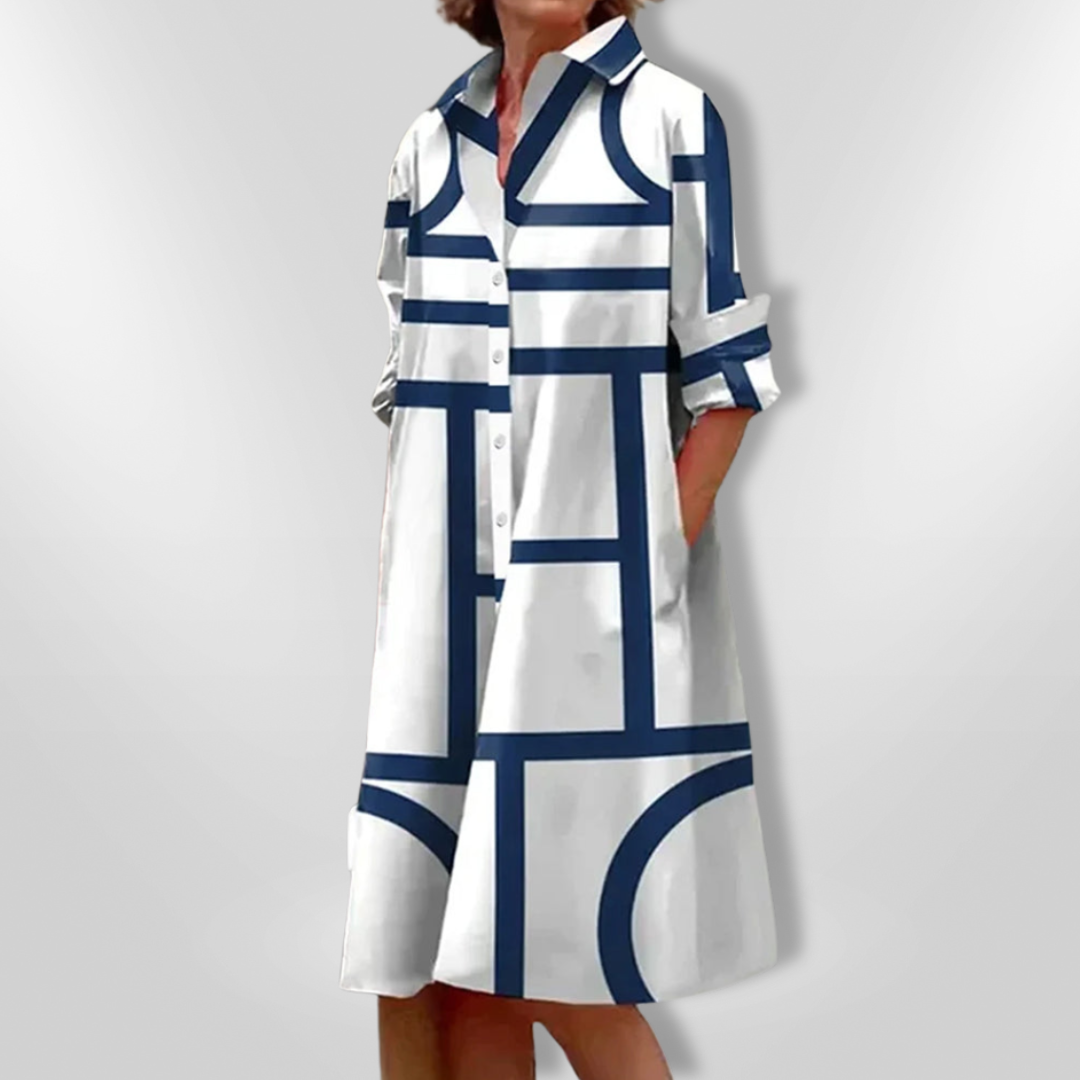 Helena™ | Midi Dress with Geometric Pattern