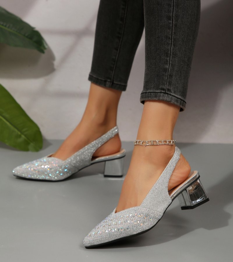 Bruna™ | Elegant Slingback Heels with Rhinestones and Comfortable Heel