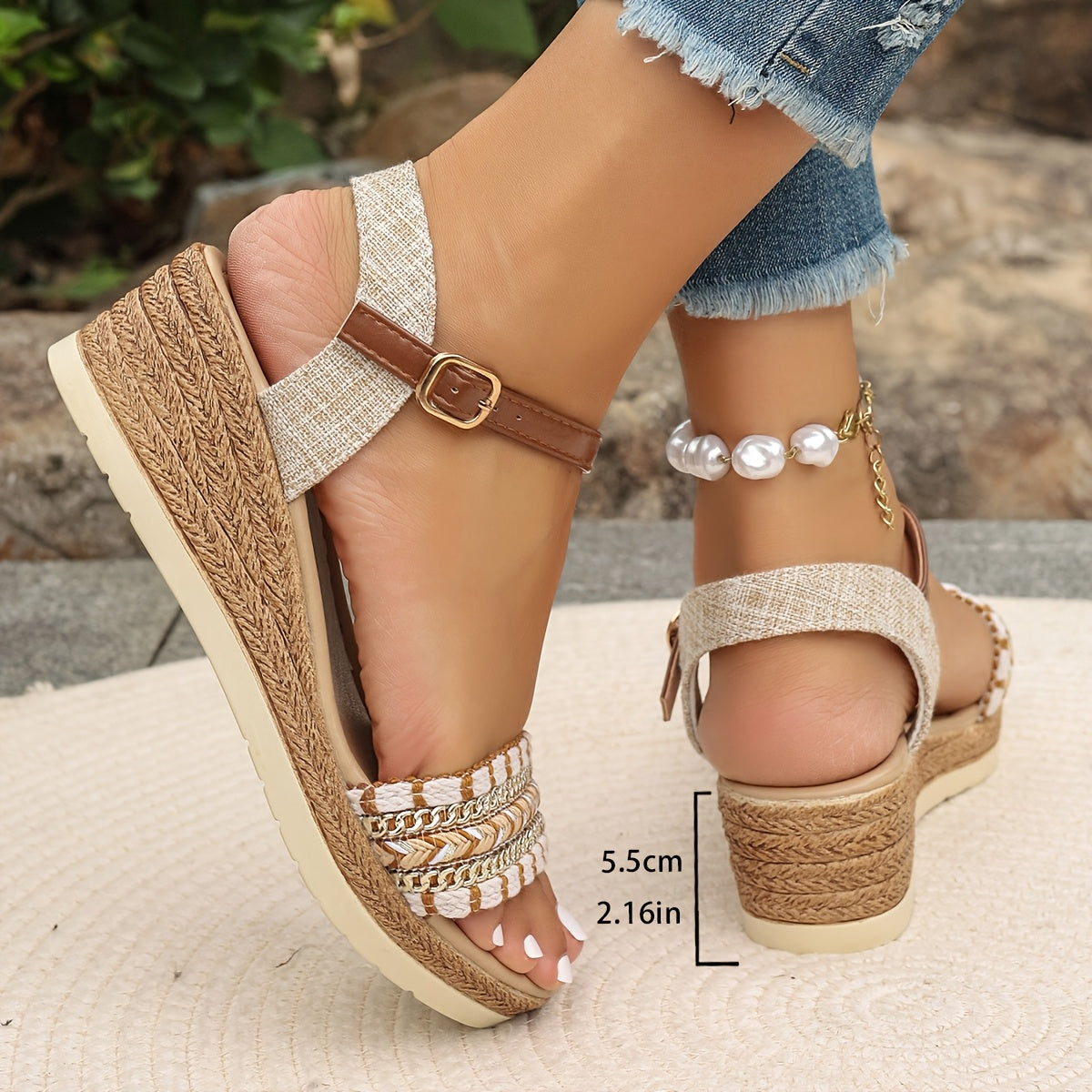 Amara™ | Boho Braided Wedge Sandals