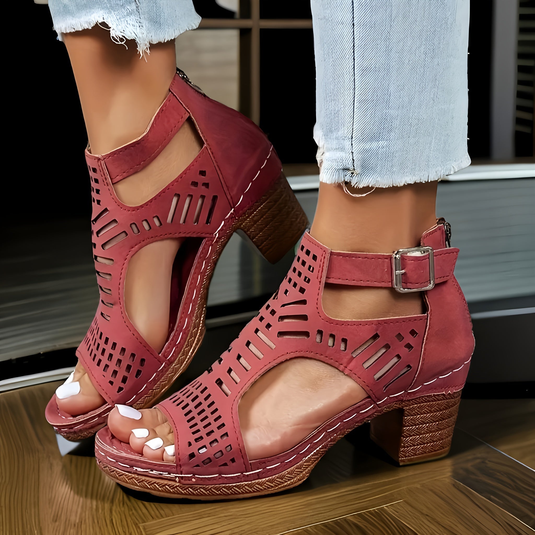 Nova™ | Cutout Block Heel Sandals