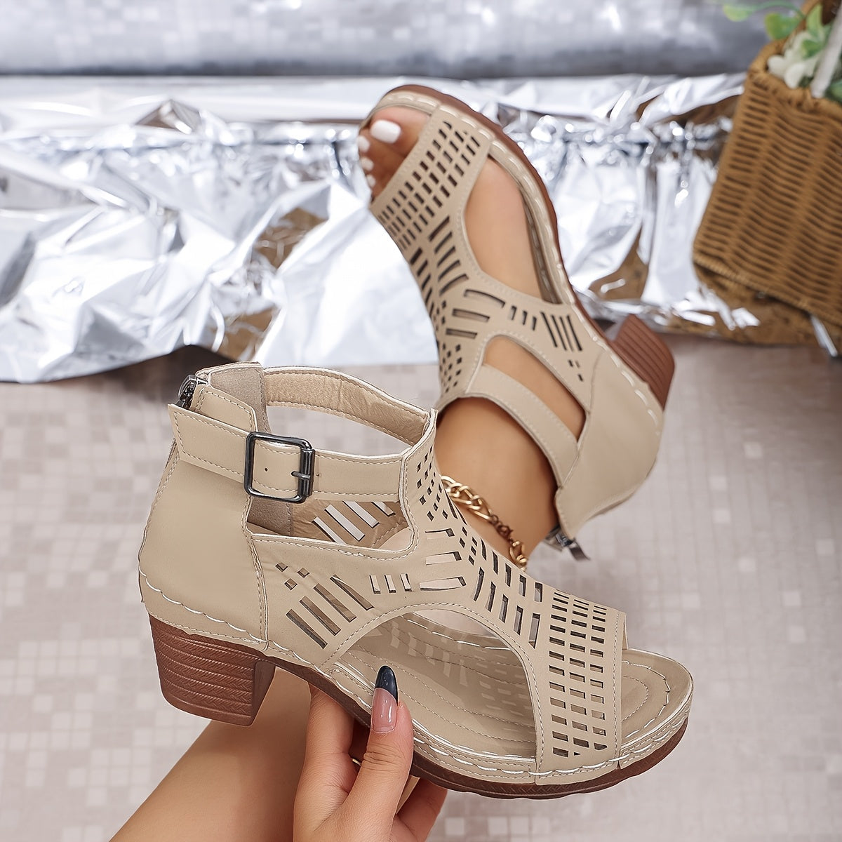 Nova™ | Cutout Block Heel Sandals