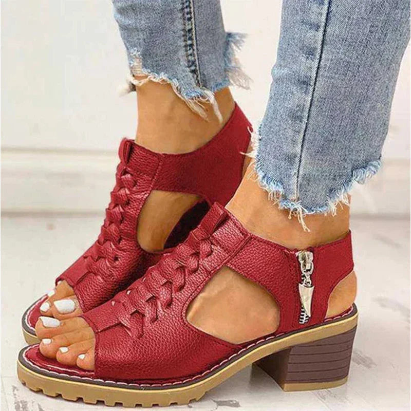 Rongoa™ | Orthopedic Sandals with Block Heel and Side Zip