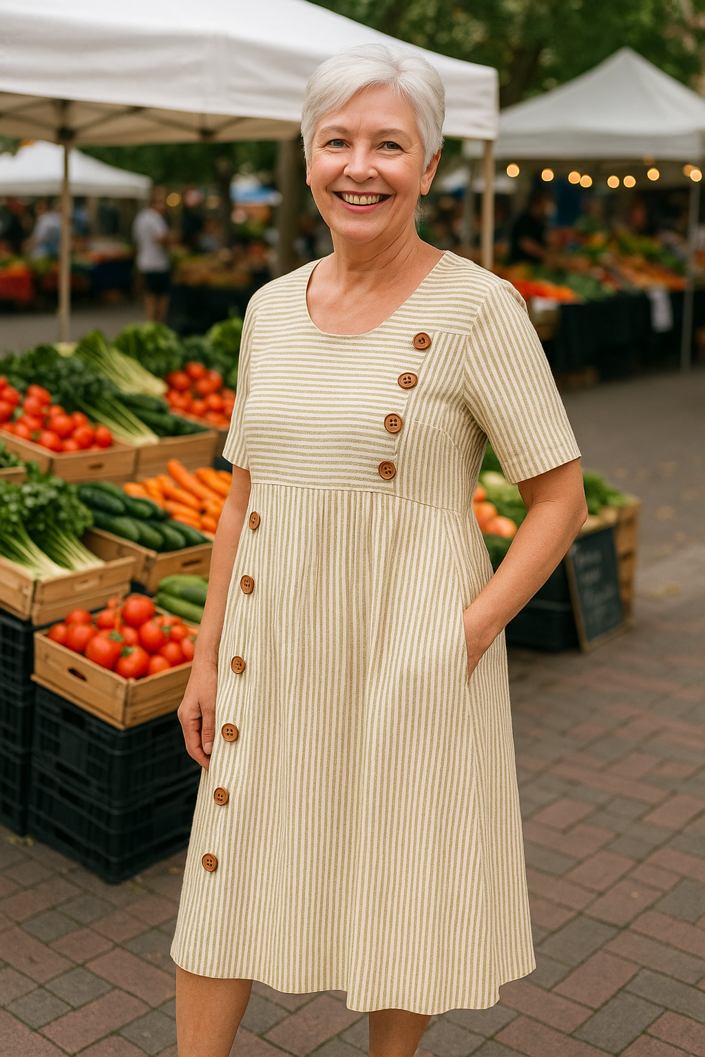 Brienne™ | Striped Midi Dress – Effortless Comfort, Everyday Confidence