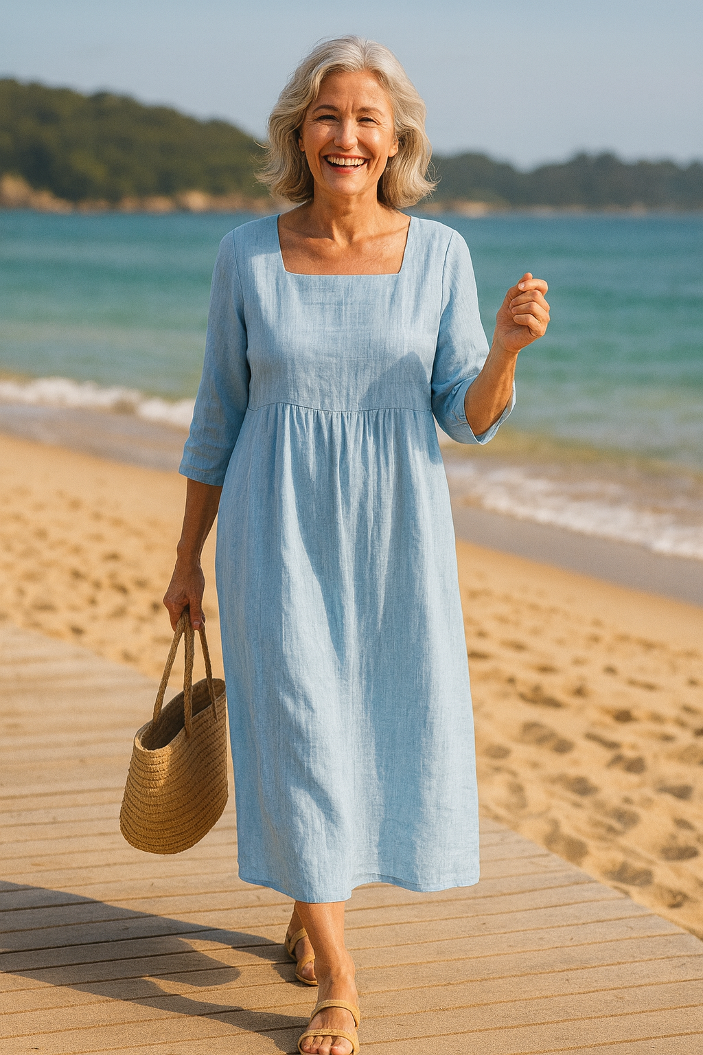 Claudia™ | Classic Square-Neck Dress – Timeless Elegance, Effortless Comfort