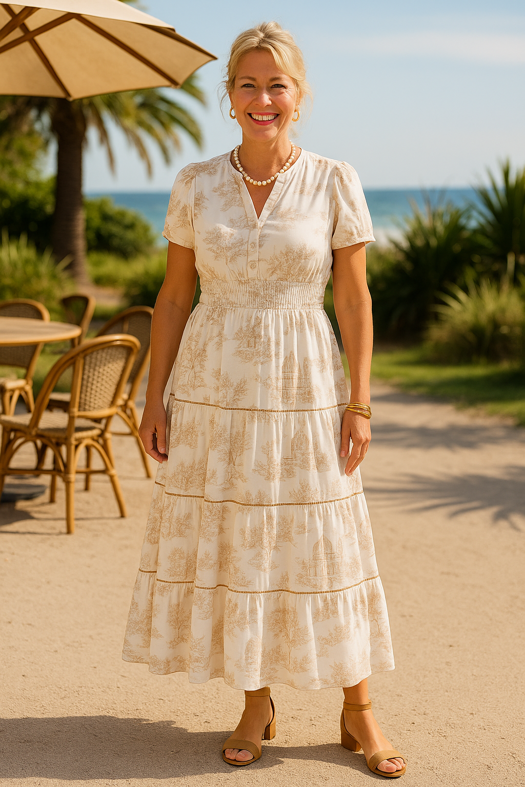 Marcelline™ | Timeless Toile Maxi – Elegant Flattering Comfort with Effortless Flow