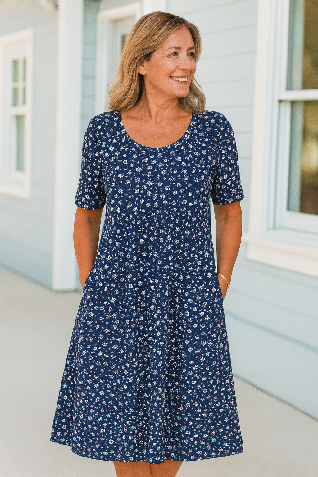 Maribelle™ | Effortless Floral Midi Dress - Covers Upper arms & Tummy