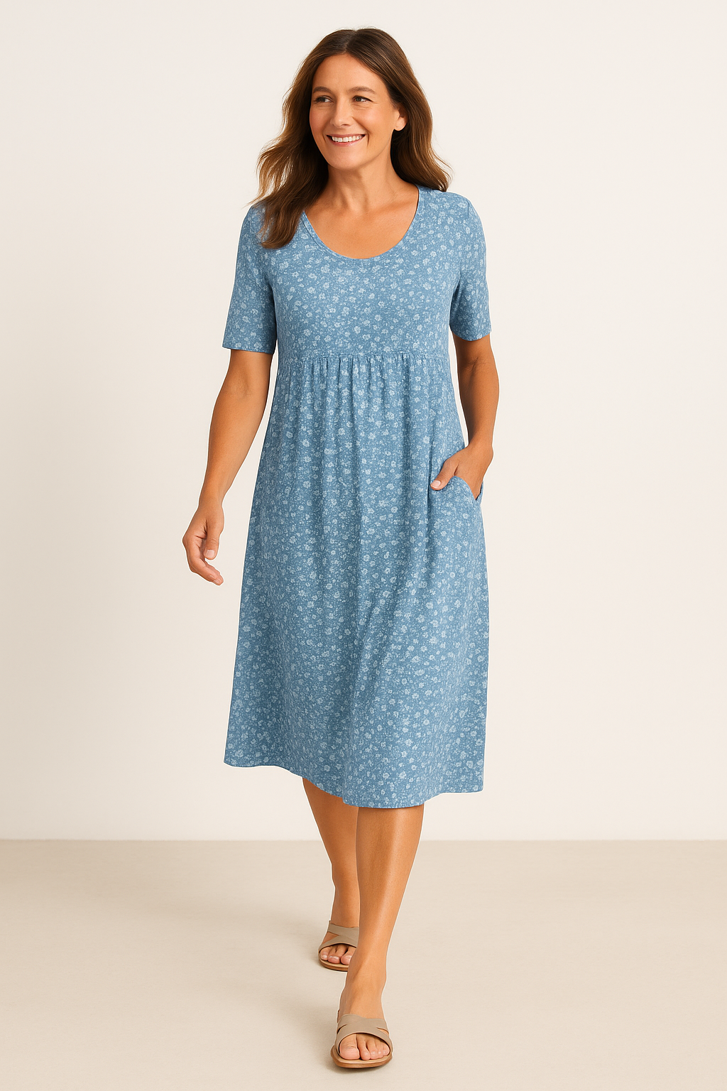Maribelle™ | Effortless Floral Midi Dress - Covers Upper arms & Tummy