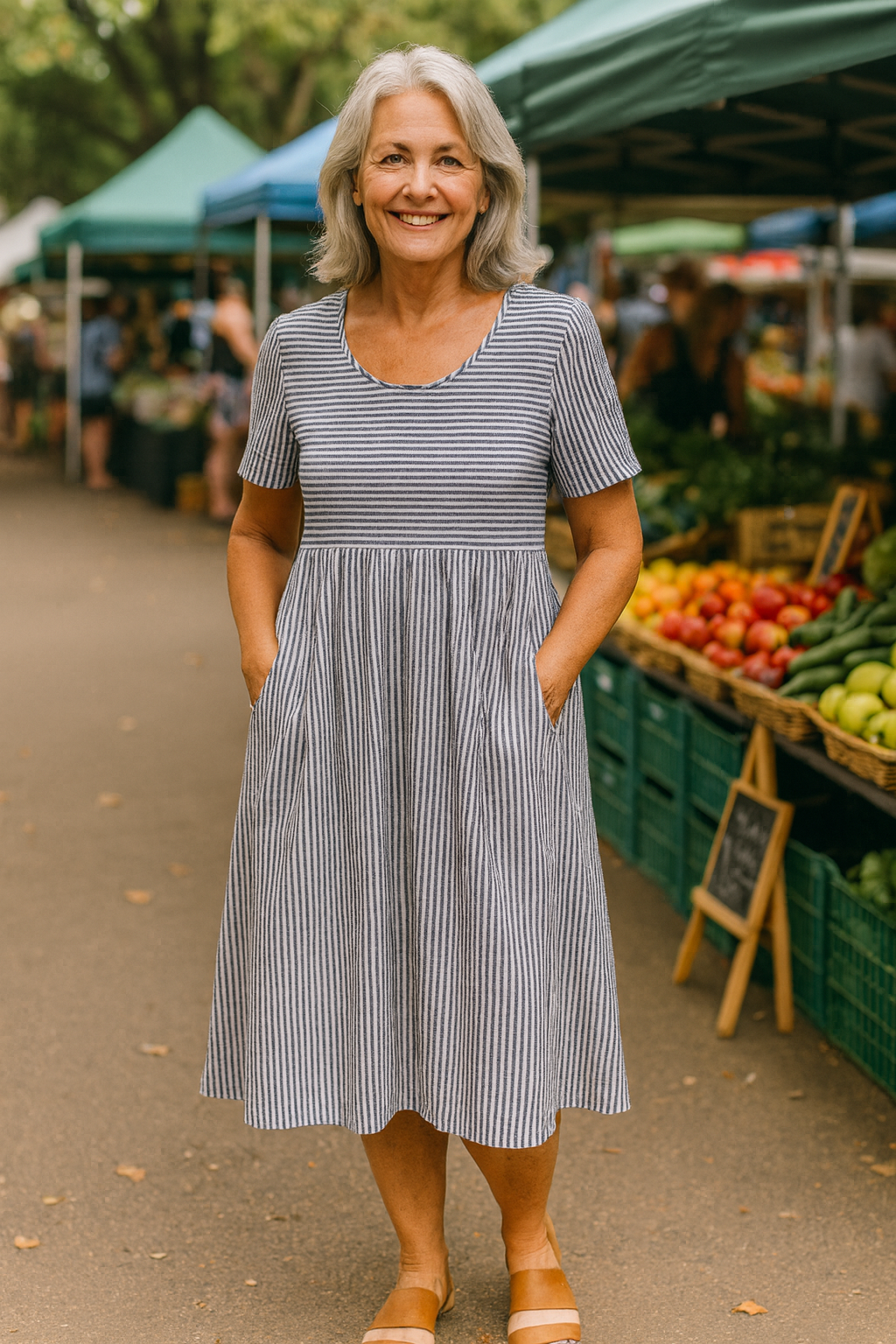 Louise™ | Striped Midi Dress – Effortless Comfort, Everyday Confidence