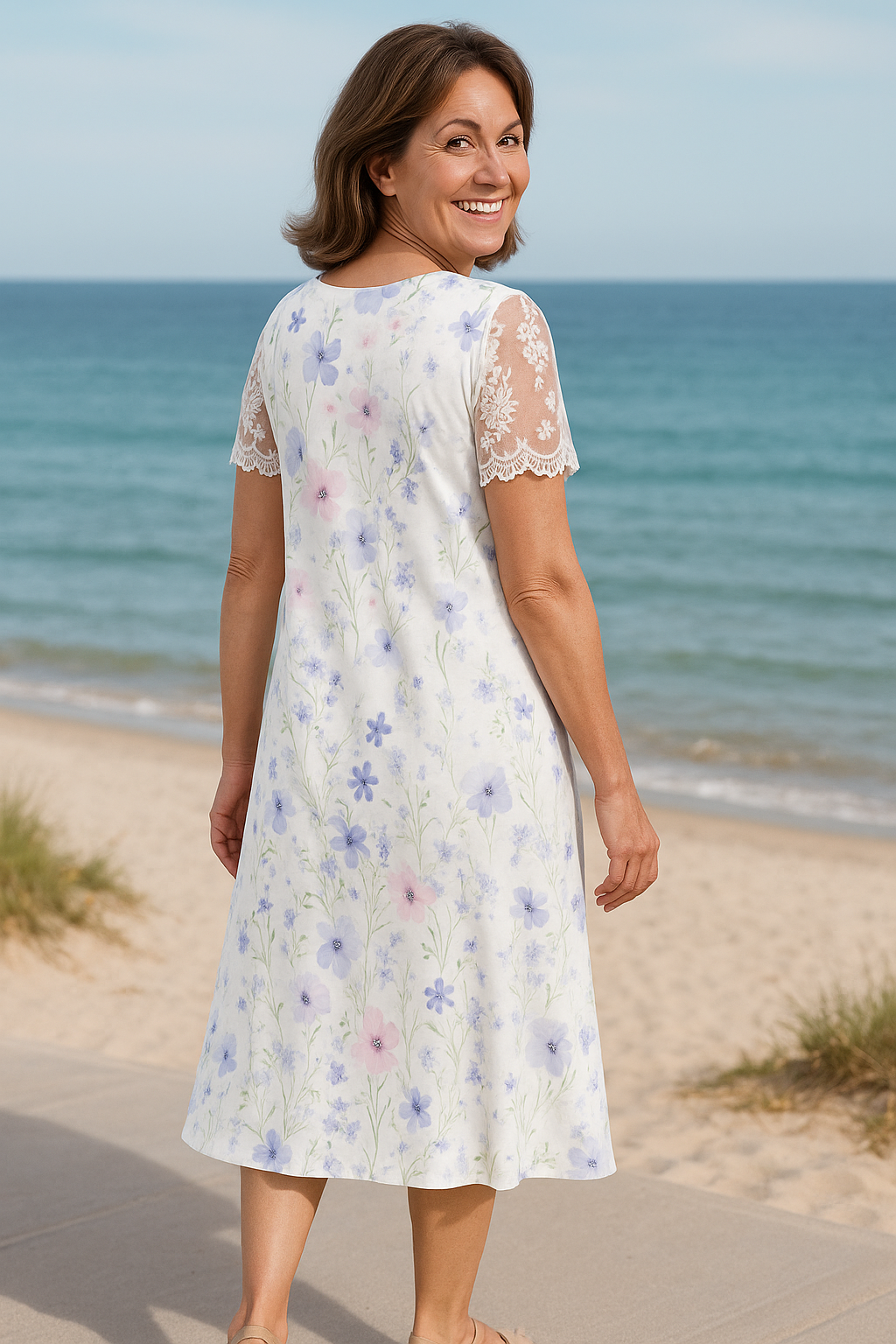 Adeline™ | Elegant Midi Dress – Flattering Fit with Arm & Tummy Coverage