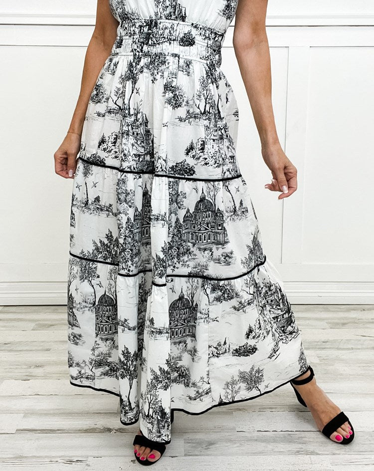 Marcelline™ | Timeless Toile Maxi – Elegant Flattering Comfort with Effortless Flow