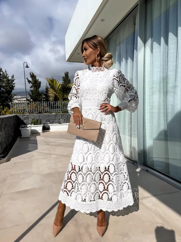 Sylvette™ | Lace Midi Dress – Effortless Elegance, Everyday Comfort