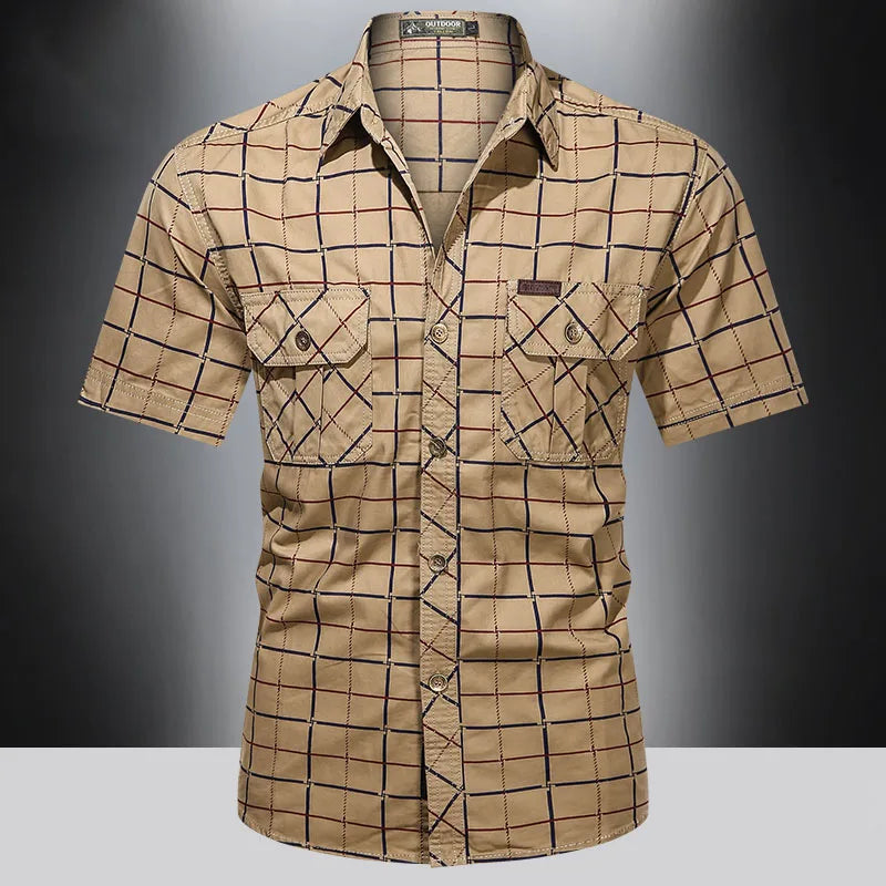 Benjamin™ | Elegant Checked Shirt with Short Sleeves