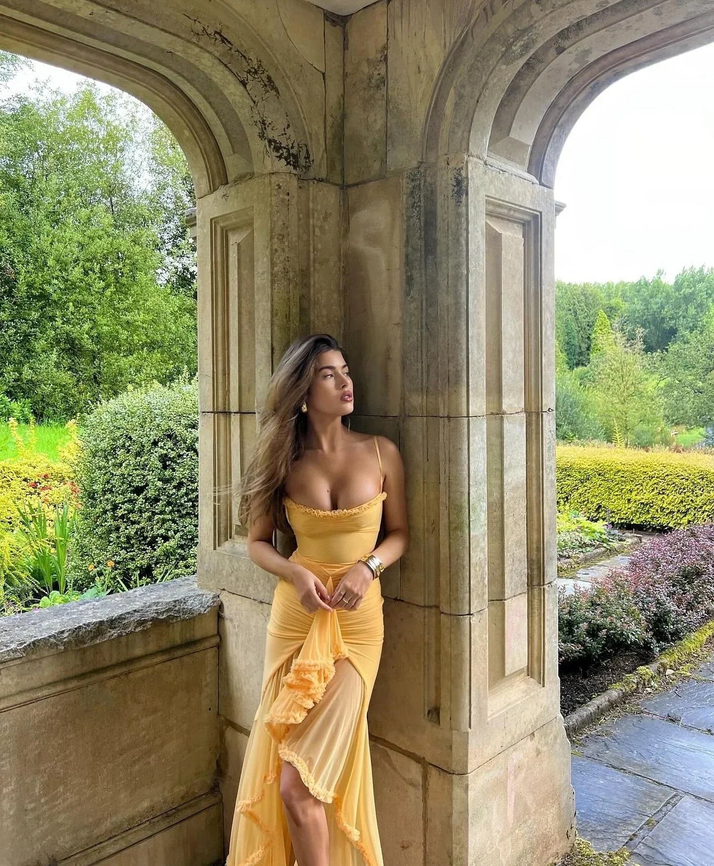 June™ | Yellow Mesh Maxi Dress