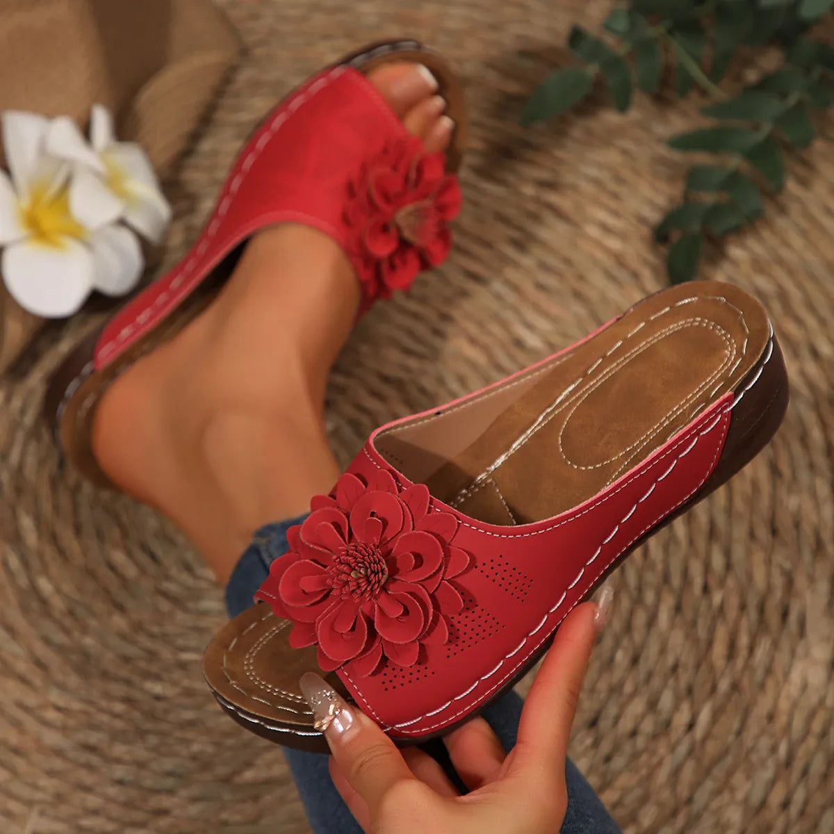 Florelle™ | Comfort Mules with 3D Flower and Ultra-Light Sole