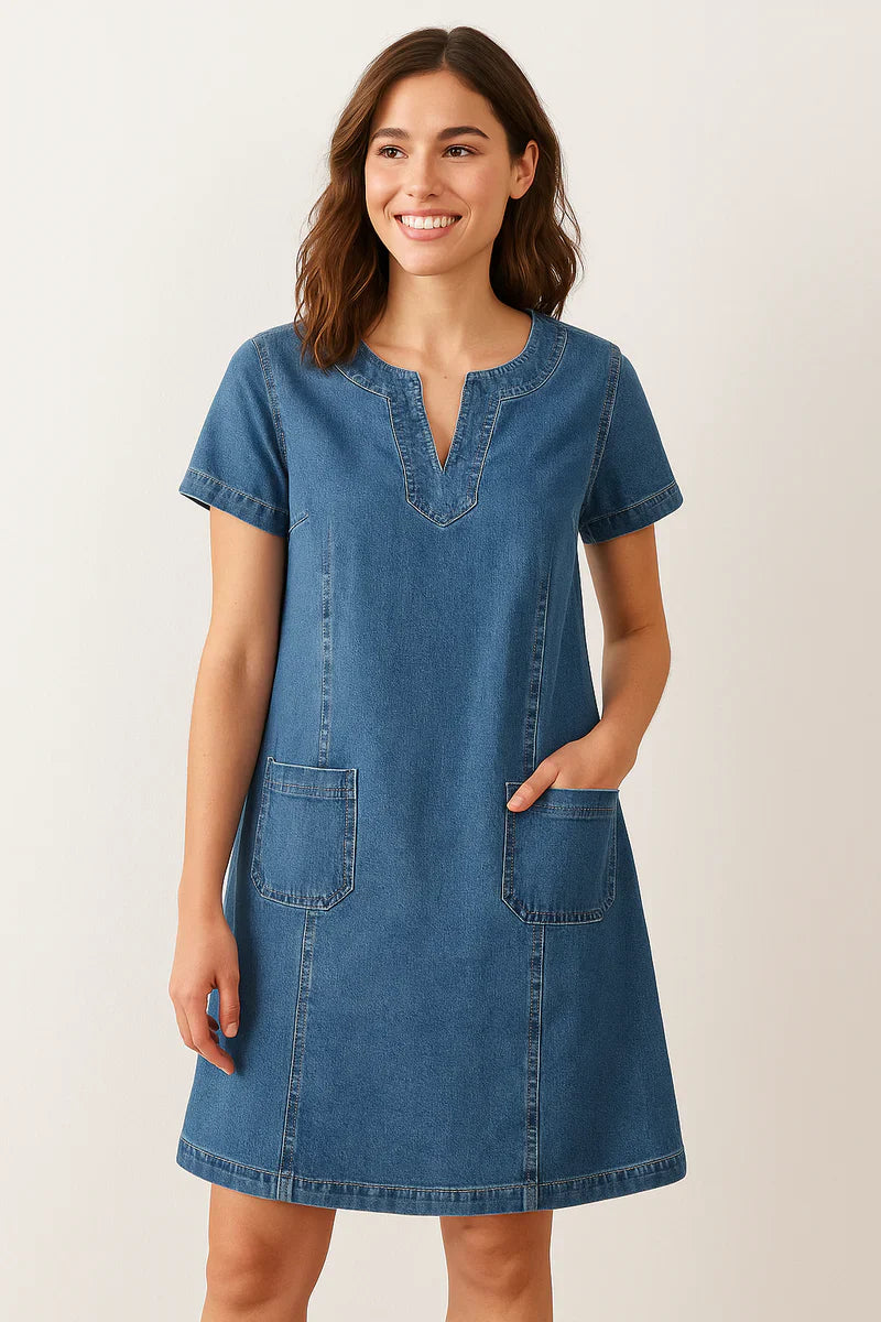 Julia™ | Soft Denim Dress with Front Pockets